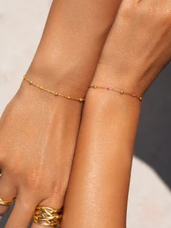 Pack 2 Pulseras Amistad Acero Baño Oro