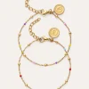 Pack 2 Pulseras Amistad Colores Acero Baño Oro