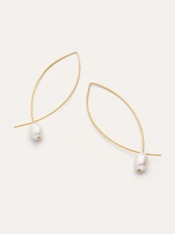 Pendientes Arch Bean Pearl Acero Baño Oro