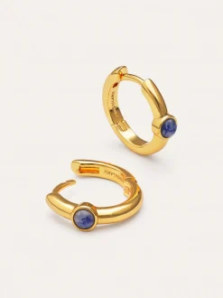 Pendientes Aro Alma Cianita Baño Oro