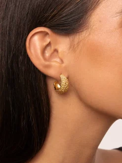 Pendientes Aro Antique Acero Baño Oro