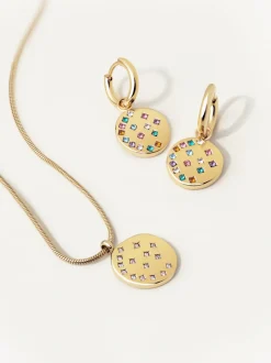 Pendientes Aro Bling Rainbow Acero Baño Oro