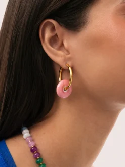 Pendientes Aro Carmen L Rosé Acero Baño Oro