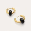 Pendientes Aro Carmen True Black Acero Baño Oro