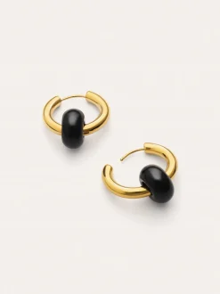 Pendientes Aro Carmen True Black Acero Baño Oro
