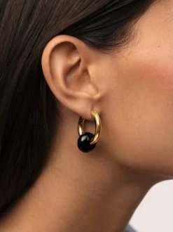 Pendientes Aro Carmen True Black Acero Baño Oro