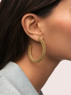 Pendientes Aro Disco Acero Baño Oro