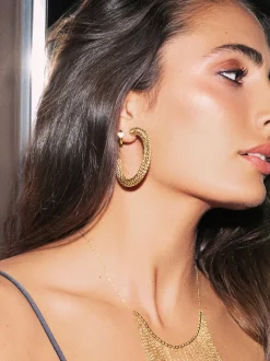 Pendientes Aro Disco Acero Baño Oro