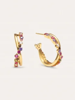 Pendientes Aro Estelar Cross Baño Oro