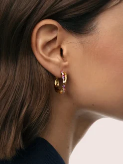Pendientes Aro Estelar Cross Baño Oro