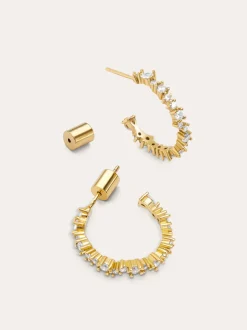 Pendientes Aro Estellar White Baño Oro