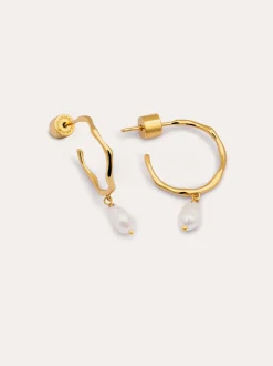 Pendientes Aro Menorca Pearl Baño Oro