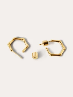 Pendientes Aro Mini Bamboo Acero Baño Oro