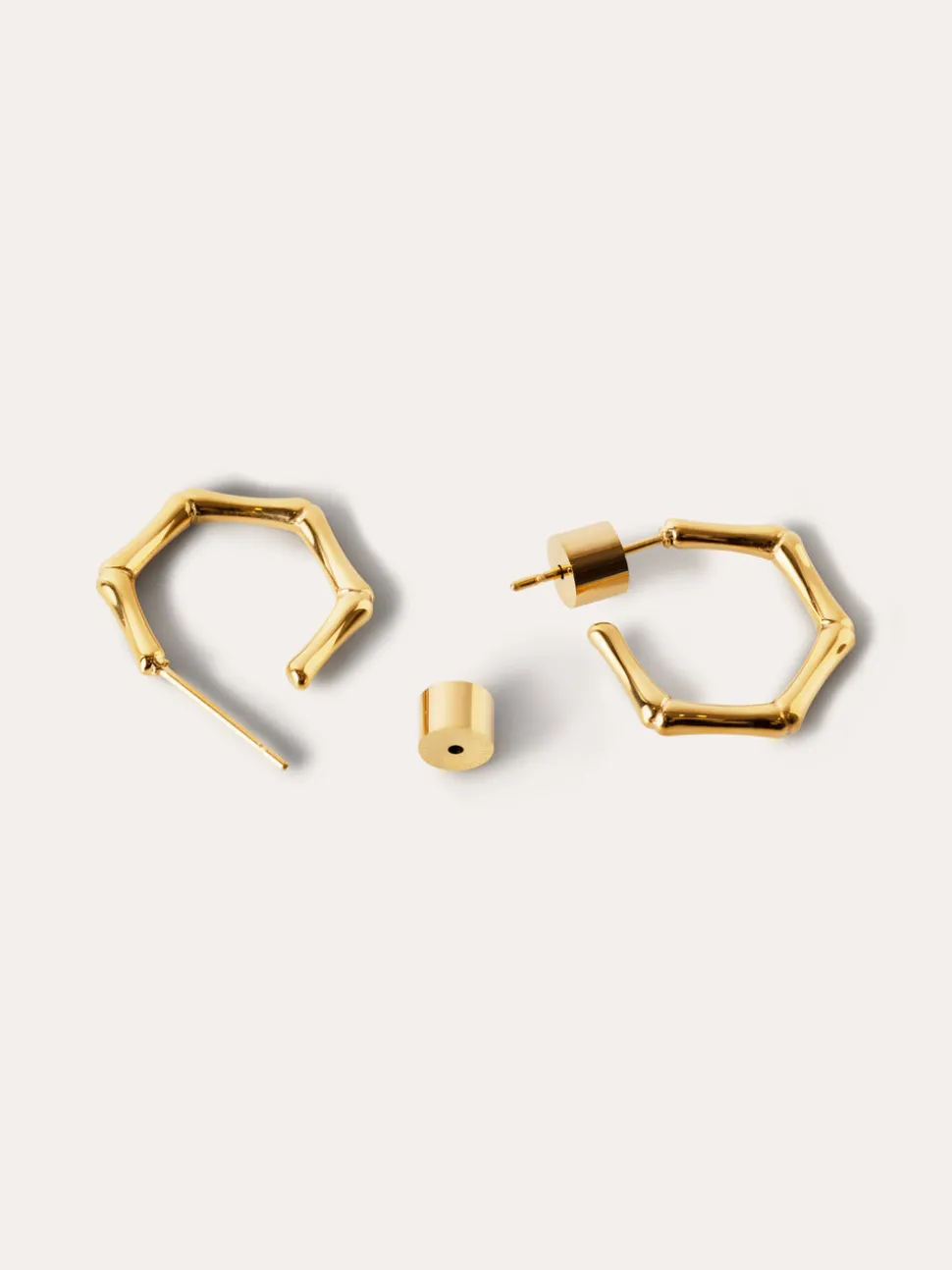 Pendientes Aro Mini Bamboo Acero Baño Oro