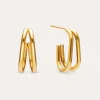 Pendientes Aro Mini Doble Bossa Acero Baño Oro