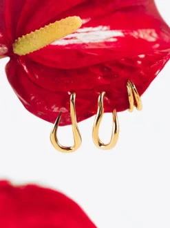 Pendientes Aro Organic Hook Acero Baño Oro