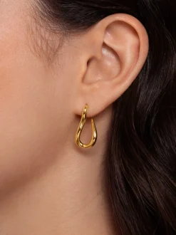 Pendientes Aro Organic Hook Acero Baño Oro