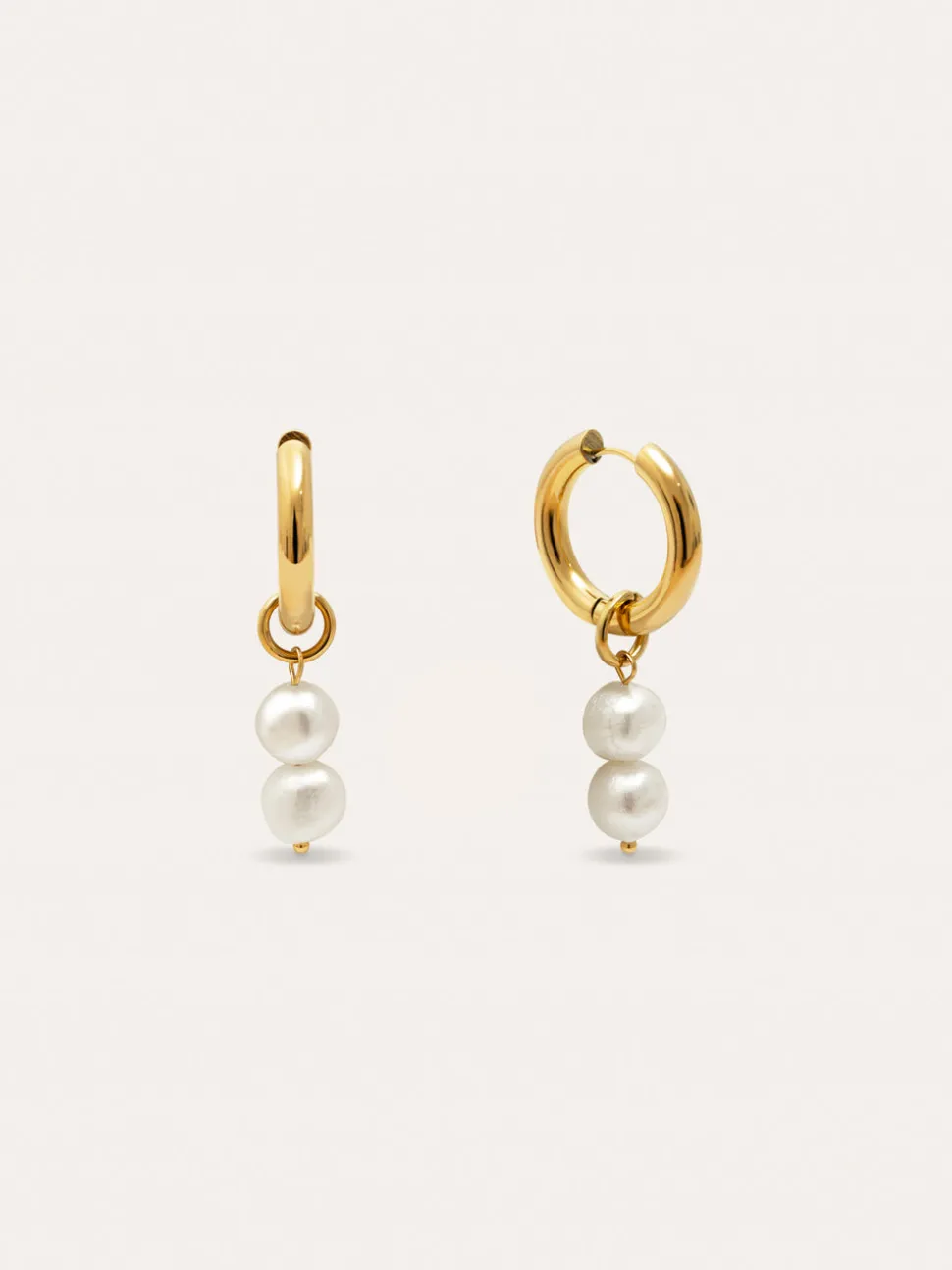 Pendientes Aro Perlita Acero Baño Oro
