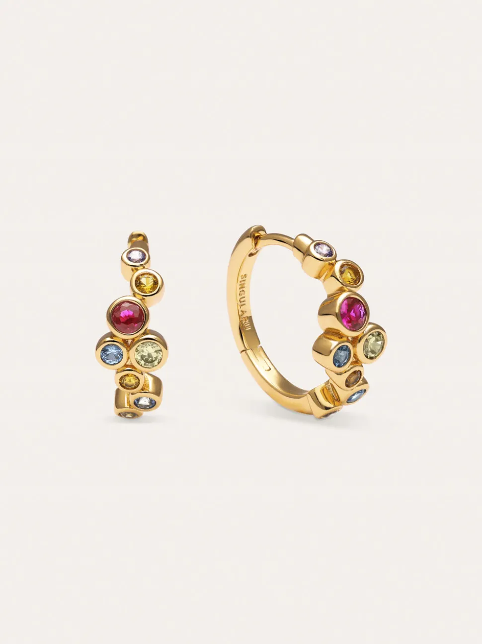 Pendientes Aro Rainbow Bubbles S Baño Oro