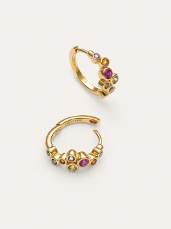 Pendientes Aro Rainbow Bubbles S Baño Oro
