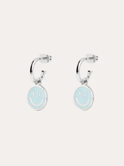 Pendientes Aro Smiley Sky Enamel