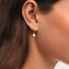Pendientes Aro Star White Enamel Acero Baño Oro