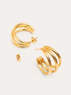 Pendientes Aro Triple Baño Oro