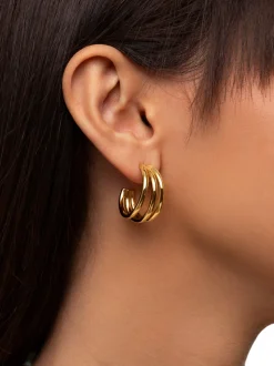 Pendientes Aro Triple Baño Oro