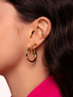 Pendientes Aro Tube Acero Baño Oro