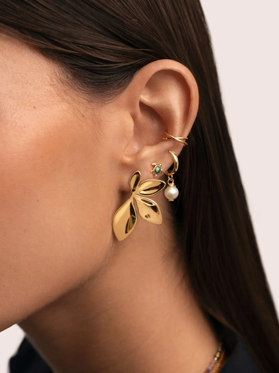 Pendientes Camila Acero Baño Oro