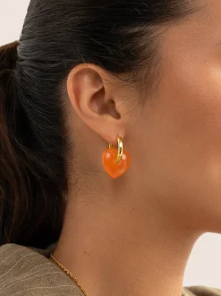 Pendientes Corazón Jade Baño Oro