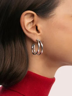 Pendientes Doble Organic River Acero