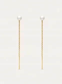 Pendientes Falling Pearl Acero Baño Oro