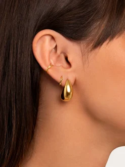 Pendientes Gota Acero Baño Oro