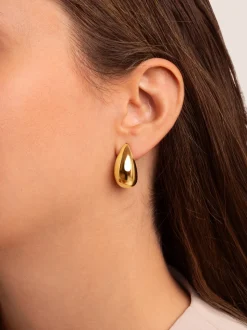 Pendientes Gota Acero Baño Oro
