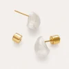 Pendientes Gota Enamel Alea Blanco Acero Baño Oro