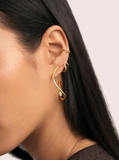 Pendientes Gota Spiral Acero Baño Oro