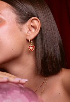 Pendientes Heart Reversed Enamel Acero Baño Oro