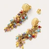 Pendientes Long Coral Acero Baño Oro