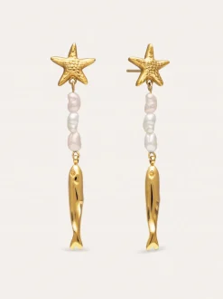 Pendientes Long Costa Acero Baño Oro