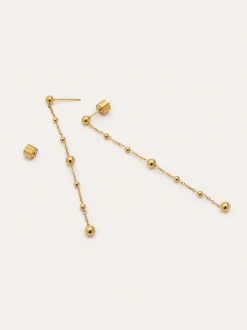 Pendientes Long Drop Bomb Acero Baño Oro