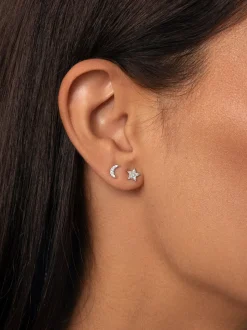 Pendientes Moon & Star Plata