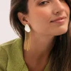 Pendientes Nácar Cascada Acero Baño Oro