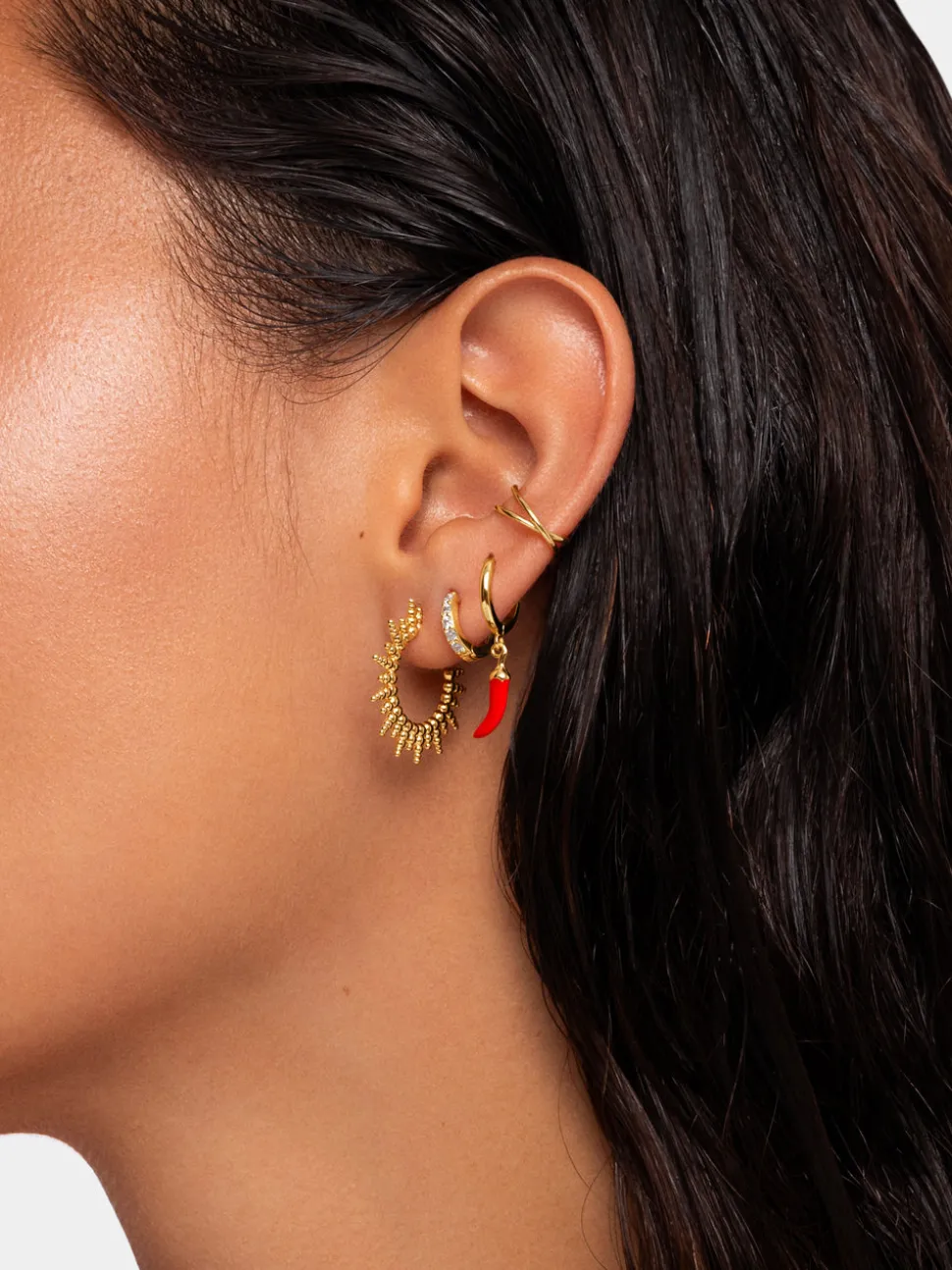 Pendientes Pebbles Sun Acero Baño Oro