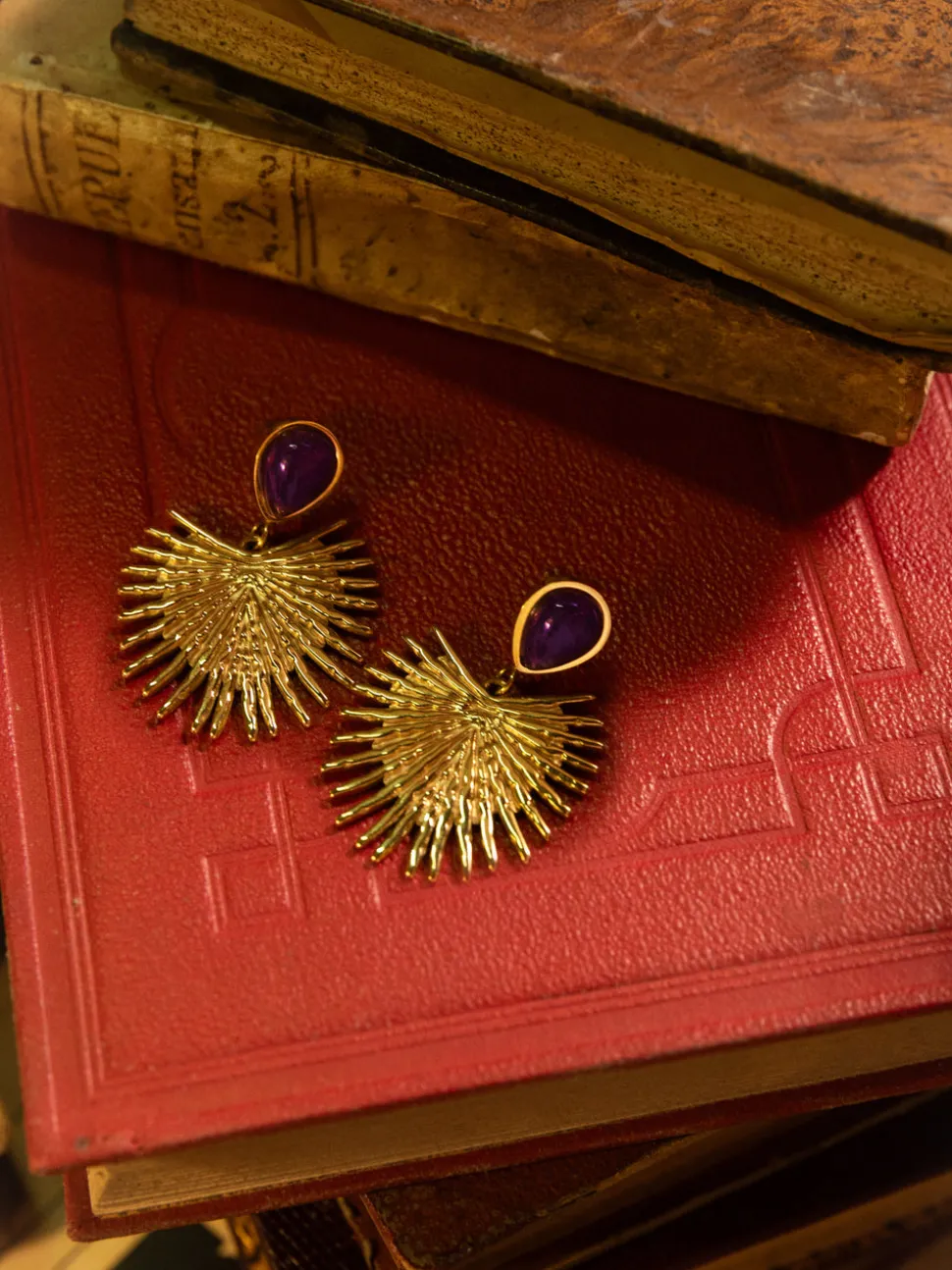 Pendientes Purple Catalina Acero Baño Oro