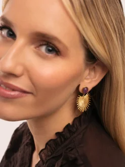 Pendientes Purple Catalina Acero Baño Oro