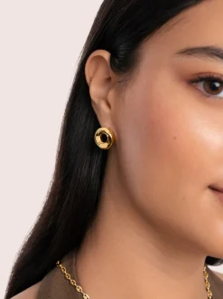 Pendientes Órbita Acero Baño Oro