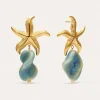 Pendientes Starfish Wave Acero Baño Oro