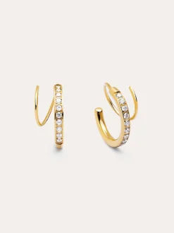 Pendientes Swirl Acero Baño Oro