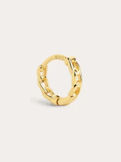 Pendiente Suelto Aro Chain S Plata Baño Oro